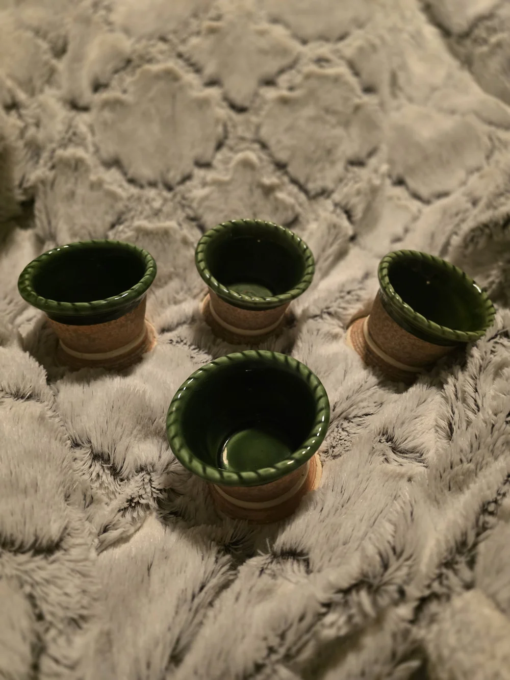 Set of 4 Small Ceramic Votive Holders Planters 2.5